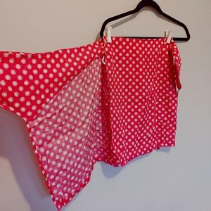 Vintage ESPRIT Pink Polka Dot Wrap/Bandage Skirt, Size 7/8